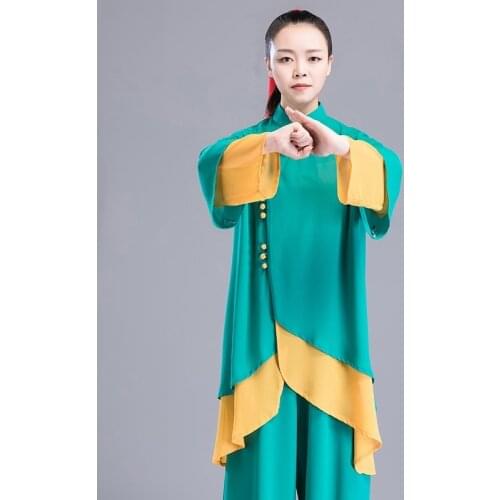 Tai Chi Clothing Women Martial Arts Suit Kung Fu Outfit Taiji Clothes Qigong Costume Emerald Green Tai Chi Uniform 11023