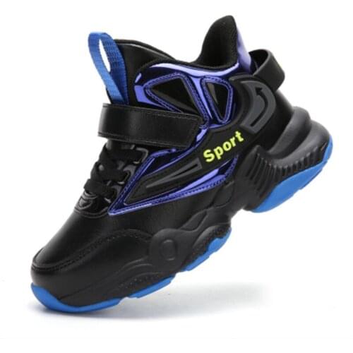 Fall/Winter 2021 Leather Sports Basketball Shoes Boys Waterproof Lightweight Casual Shoes Fashion Kids All-match Running Shoes
