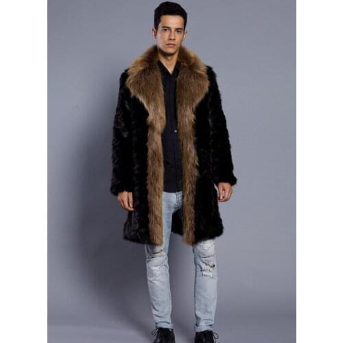 Autumn faux leather jacket mens winter thicken warm Long sleeve mink fur leather coat men slim jackets jaqueta de couro fashion