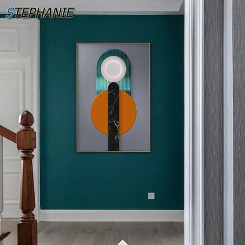 Modern Geometric Pattern Wall Posters Print Grey Orange Canvas Painting Abstract Home Deco Nordic Wall Pictures for Bedroom Loft