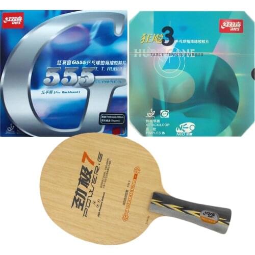 Pro Table Tennis PingPong Combo Paddle Racket DHS POWER.G7 PG7 PG.7 PG 7 with NEO Hurricane3 and G555 FL