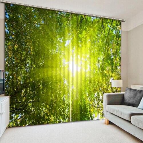 Luxury Blackout 3D Window Curtains For Living Room Bedroom green curtains forest curtain
