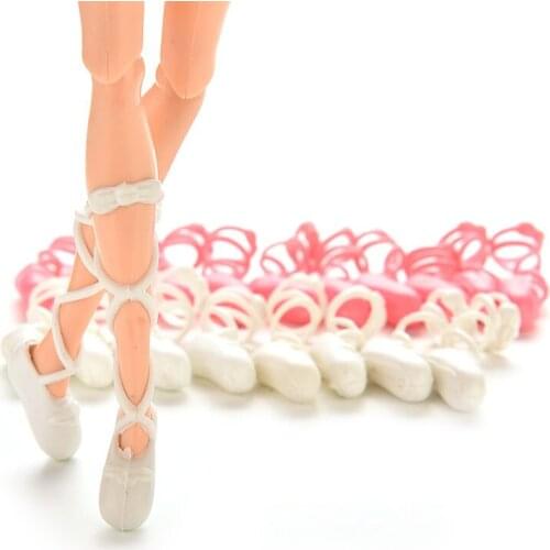 Mixed Colors 10 Pairs = 20 PCS Fashion Dolls Ballet Shoes Bind-type Toe Shoes Boots for Kids Gifts