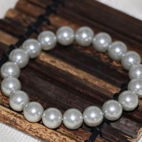 Bohemia style 10mm shell simulated-pearl round beads bracelets for women fashion high quality women jewelry 7.5inch B2910