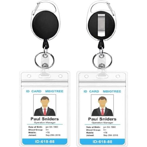 Retractable ID Badge Holders ID Badge Reels with Belt Clip Key Reel Carabiner Access Key Card Holders for Office Worker Name Tag