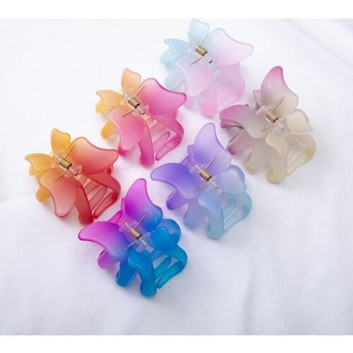 Acetate Resin Hair Claw Sweet Fairy Butterfly Hairpin Clip Gradient Tie-Dye Colored Styling Tools Barrettes for Women Girls