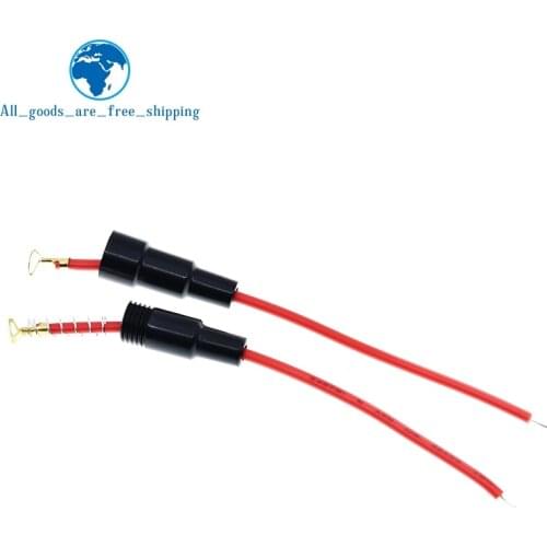 TZT 1pair 5*20mm Glass fuse holder Screw Type 5X20mm with 22 AWG Wire Cable 250V Glass fuse tube fuse casing