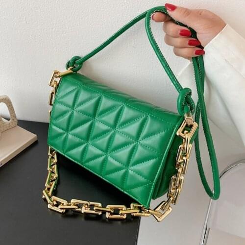 Lingge Embroidery Thread Thick Chain One-shoulder Underarm Ladies Bag 2021 New Korean Fashion Trendy Messenger Small Square Bag