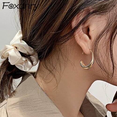 Foxanry Prevent Allergy 925 Sterling Silver Stud Earrings for Women New Fashion Vintage Water Droplets Elegant Bride Jewelry
