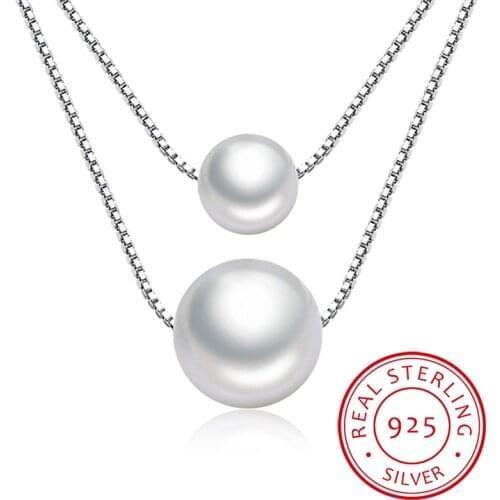 Hot Sale Popular 925 Sterling Silver Jewelry Fashion Pearl Love Double-layer Integration Female Personality Necklace H237