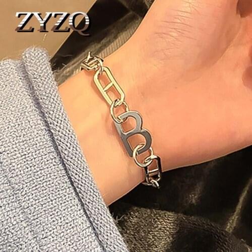ZYZQ Fashion Letter B Bracelet and Necklace Jewellery Set for Women Thick Chain Necklace Statement Mothers Day Gift