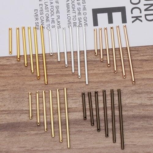 100pcs 35x2mm 4 Colors Plated Cylindrical Long Pendant Connectors DIY Earrings Accessories For Jewelry Making