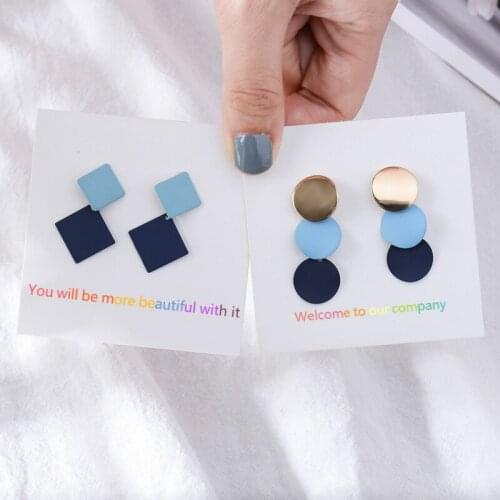 2020 New Fashion Blue Earrings Geometric Round Beautiful Long Earrings Ladies Jewelry