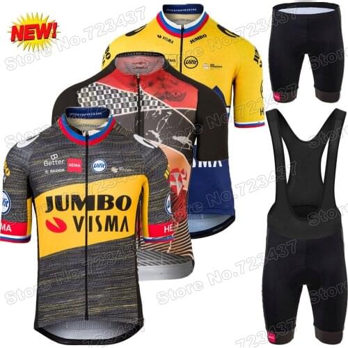 2021 Team Jumbo Visma Cycling Jersey France Tour Set Slovenia Champion Men Cycling Clothing Primoz Roglic Road Bike Shirts Suit