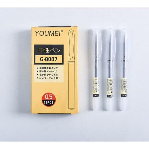 3pcs 0.5MM student simple stationery black water pen white collar office water pen carbon pen