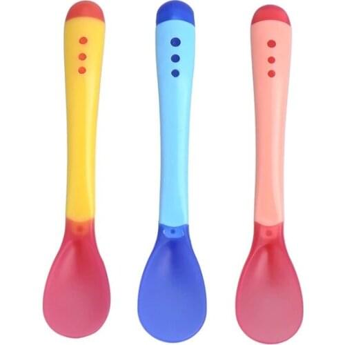 3Pcs/lot Feeding Spoons Kids Children Boy Girl Toddler Flatware Drop Shipping Temperature Sensing Spoon for Baby Safety Infant