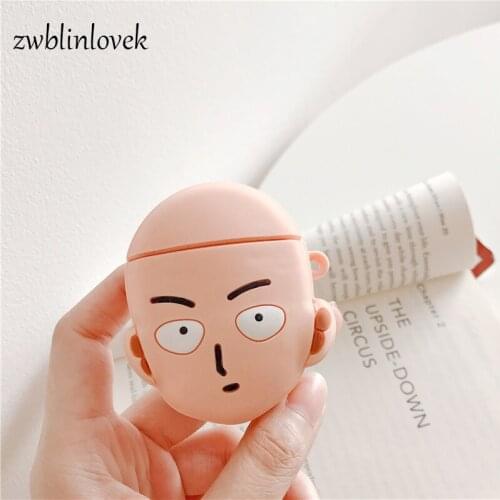 3D Anime One Punch Man Keychain Keyring Headphone Cases For Apple Airpods Silicone Case Protector Covers Key Chain DIY Bag