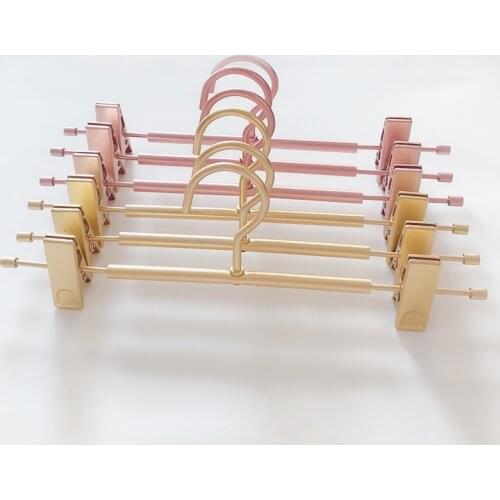 5/10PCS Rose Gold/Golden Aluminum Duty Pants Skirt Slack Hangers Hanger with Clips Rack Swivel Hook Hanger with Clip