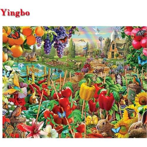 5D DIY Diamond Painting Farm vegetable landscape Embroidery Rhinestone Pictures Full Drill Round square Mosaic Handcraft Kit