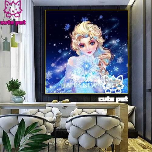 DIY Diamond Painting fantasy Cartoon snow girl 5D Crystal square Round Diamond Embroidery Home Decor Diamond Mosaic child Gift