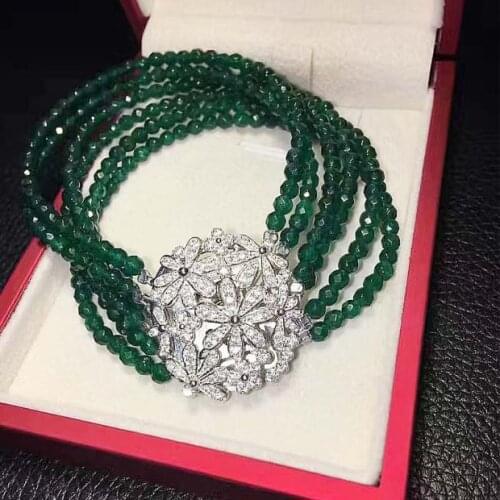 Free shipping Jewelry 6row natural 4mm pink Purple black Faceted jade bracelet 7.5-8inch micro inlay zircon crystal