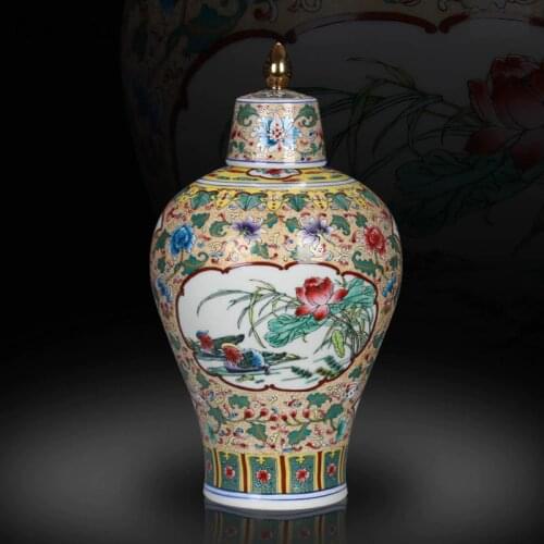 Color Glaze Ceramic Vase Chinese Classical Decorative Painted Blue and White Porcelain Flowers Vases Living Room Decoration
