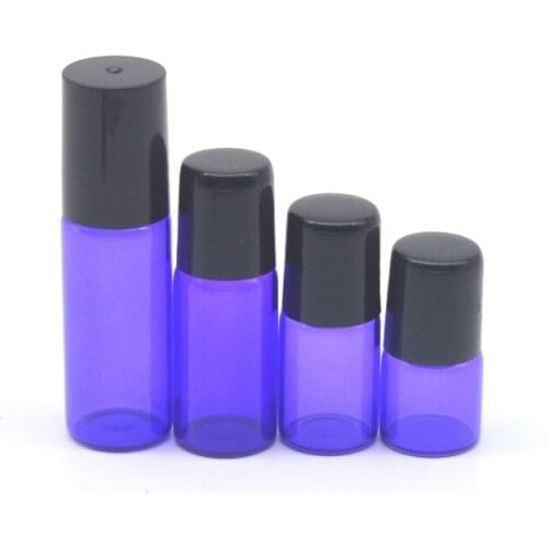 10pcs Perfume Sample 1ml 2ml 3ml 5ml Empty Purple-Blue Glass Roller Bottle Essential Oil Bottle Roll-On Bottle Free Shipping