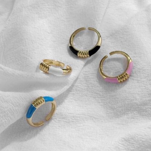 HECHENG ,Fashion 2021 Colorful Dropping Oil Ring,For Women and Girls,New Trendy Geometric Rings,Open Adjustable Size,Wholesale