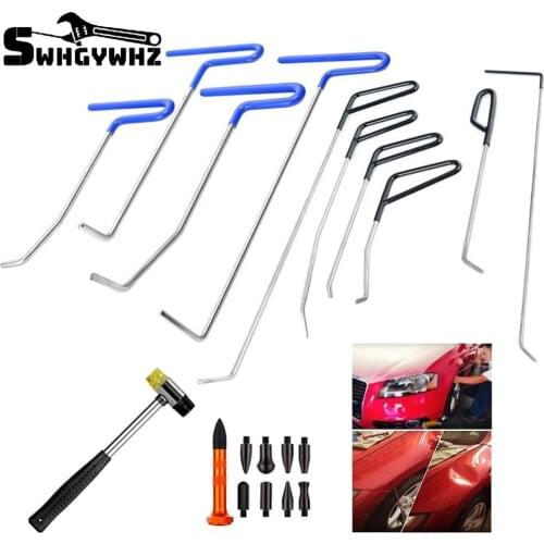 Paintless Dent Repair Rods Body Dent Removal Tools 10pcs Auto Car Body Paintless Dent Repair Dent Puller Dent Hammer Tap Down