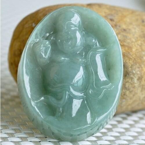 Exquisite natural jade Maitreya Buddha pendant e53