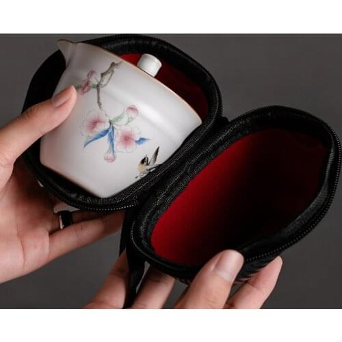 Chinese Tea set Ceramic Portable Teapot Set Outdoor Travel Gaiwan Tea Cups of Tea Ceremony Teacup Fine Gifts