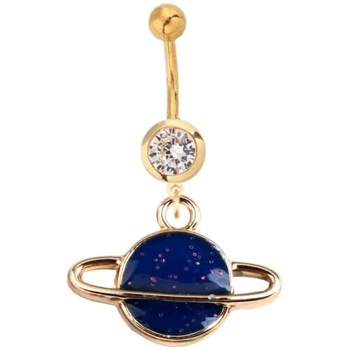 Belly Button Ring Jewelry Saturn Belly Button Ring Stud Navel Piercing Planet Bar Barbell Galactic Galaxy Cosmic Space Jewelry