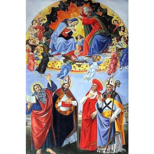 The Coronation of the Virgin (Altarpiece of St. Mark) by Sandro Botticelli Canvas Oil Painting Hand Painted Wall Art