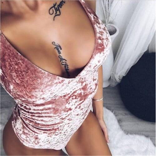 Summer Beach One-piece Swimsuit Women Solid Color Sexy Bodysuit Swimwear Push Up Monokini Cross Bathing Suits