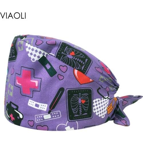 Multicolor Health service Work Cap Cotton Nutritionist Scrub Women Hat Unisex Elastic Pet grooming Work Hat with Sweat-absorbent