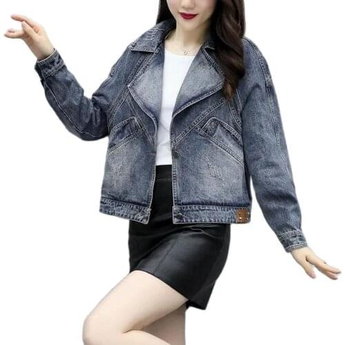 Fashion Plus Size Denim Jacket Women New Kurtki Damskie Wiosna 2021 New Suit Korean Temperament Casual Wild Fat Jacket
