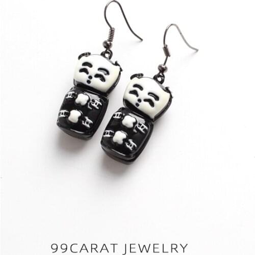 Nine nine carat European and American fashion jewelry brand auspicious Chinese retro style doll exaggerated Earrings (NJ