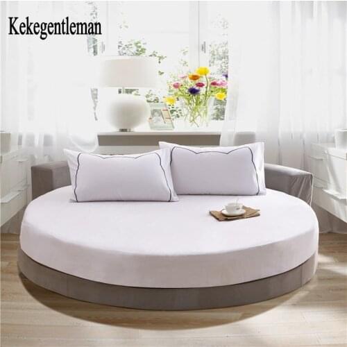 1 pcs Solid Color 100% Cotton Round Fitted Sheet Set Wedding Round Bedding Set Mattress Diameter 200cm or 220cm Kekegentleman