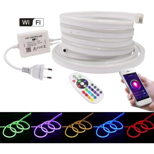 220v 110v Neon Strip Light WIFI Wireliss Remote RGB Led Flexible Neon Rope Lights Outdoor Holiday Decor With EU US UK AU Kit
