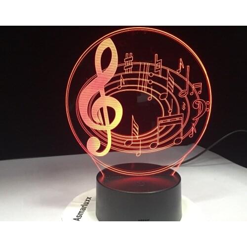 New 2018 Romantic Musical Note 7 Color Change Table Lamp 3D LED Night Light Bedroon Decor Novelty Lustre Holiday Gift for Kids