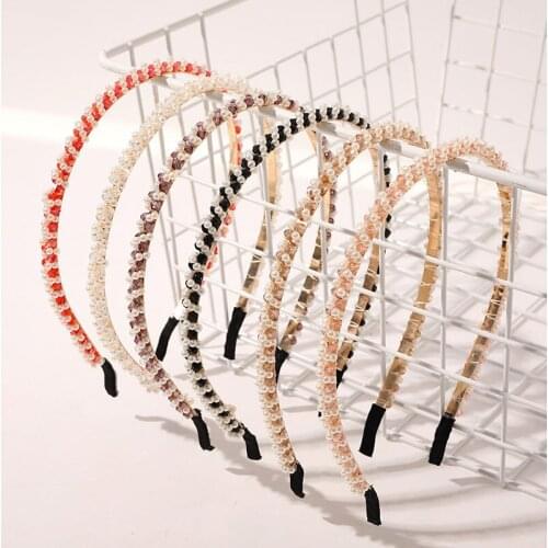 New Elegant Shiny Luxury Hair Hoop Baroque Style Headbands Hair Hoop Crystal Pearl Cross Handmade Head Hoop Hair Accessories