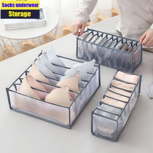 3 pcs Organizer for Underwear Bra Socks Shorts Storage Boxs Washable Foldable Closet Organizer Drawer Storage Box