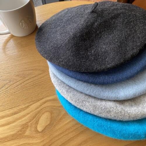 Fall/winter French Beret Satomi Ishihara Woolen Hat Female Autumn/winter Joker British Retro Painter Hat Designer Bonnet Solid