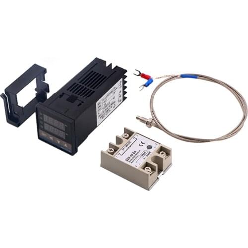 REX-C100 Intelligent Thermostat High Precision Adjustable Temperature Controller Switch, With K-Type Thermocouple Probe Sensor