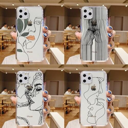 Luxury Abstract Geometric Line Body Phone Case for IPhone 12 Mini 5 6 6S 7 8 SE Plus X XS XR 11 Pro Max Funda Silicone Cover