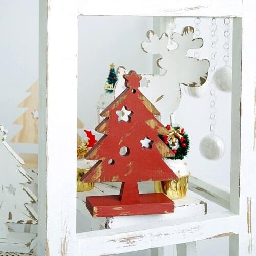 Christmas ornament, old wood elk ornaments, red christmas tree, desktop decorations