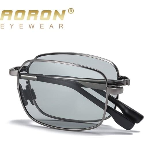 AORON Folding Polarized Sunglasses Men / Women Fashion Rectangular Eyewear Metal Frame UV400 Sun Glasses