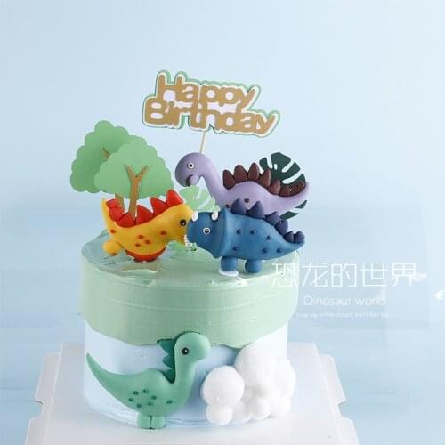 Dinosaur Theme Soft pottery Birthday Party Decorations Kids Cake Topper Birthday Boy Dinosaur Cake Deocr Party Decor for Kids