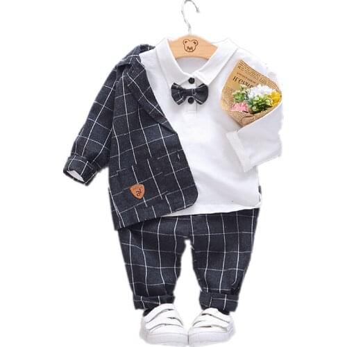 Spring Baby Boys Clothes Autumn Children Fashion Suits Shirts+Jacket+Pants 3Pcs/sets Kids Cotton Toddler Casual Tracksuits 0-4