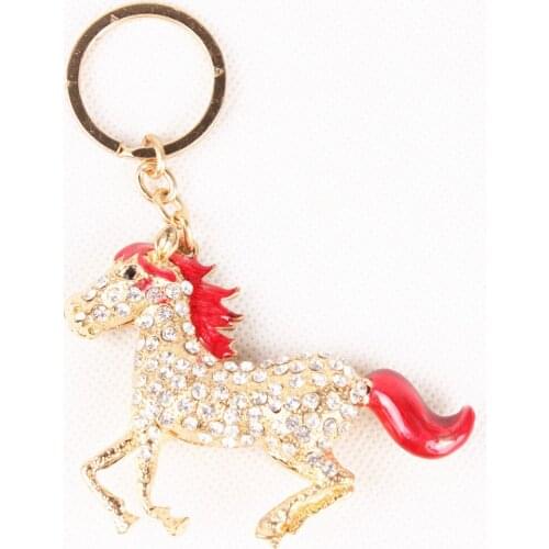 Wine Red Horse Run Gallop Lovely Cute Crystal Charm Purse Handbag Car Key Keyring Keychain Party Wedding Birthday Gift